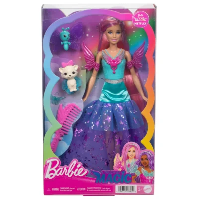 Barbie Doll with 2 Fantasy Pets and Dress
