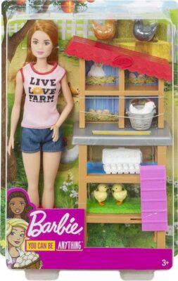 Barbie Chicken Farmer Doll Red Haired and Playset with Henhouse