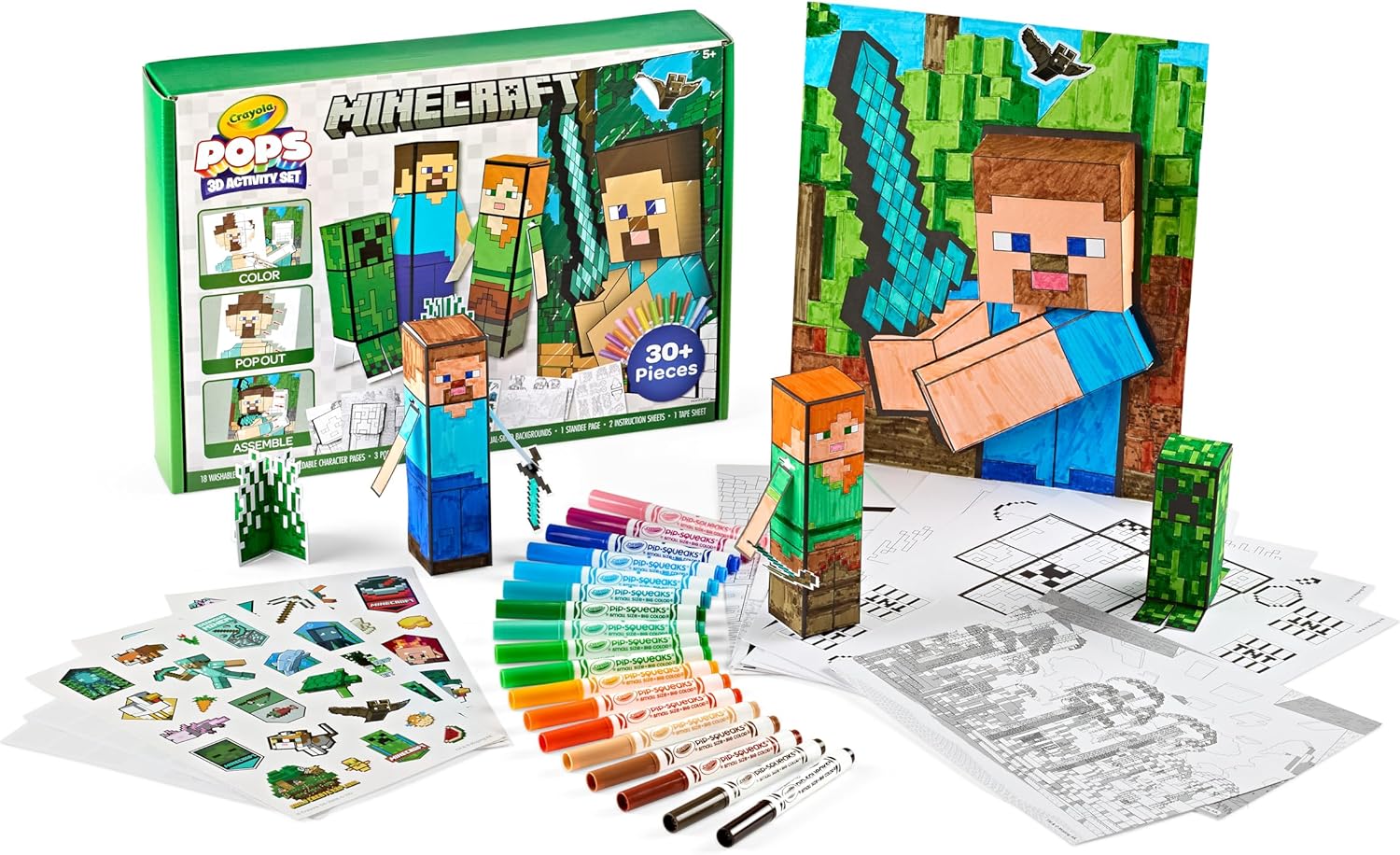 Crayola Minecraft POPs 3D Art Kit for Kids Coloring Activity Set Crayola Minecraft POPs 3D Art Kit for Kids Coloring Activity Set
