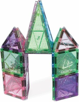 CreateOn Crayola Glitter Magnetic Tiles Building Set for Kids