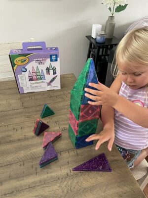 CreateOn Crayola Glitter Magnetic Tiles Building Set for Kids