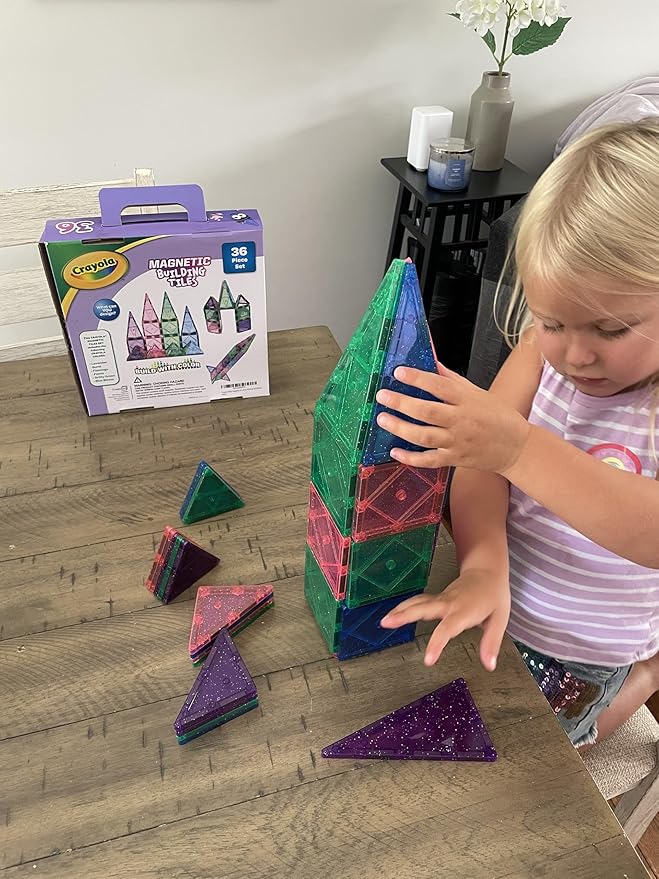 CreateOn Crayola Glitter Magnetic Tiles Building Set for Kids CreateOn Crayola Glitter Magnetic Tiles Building Set for Kids