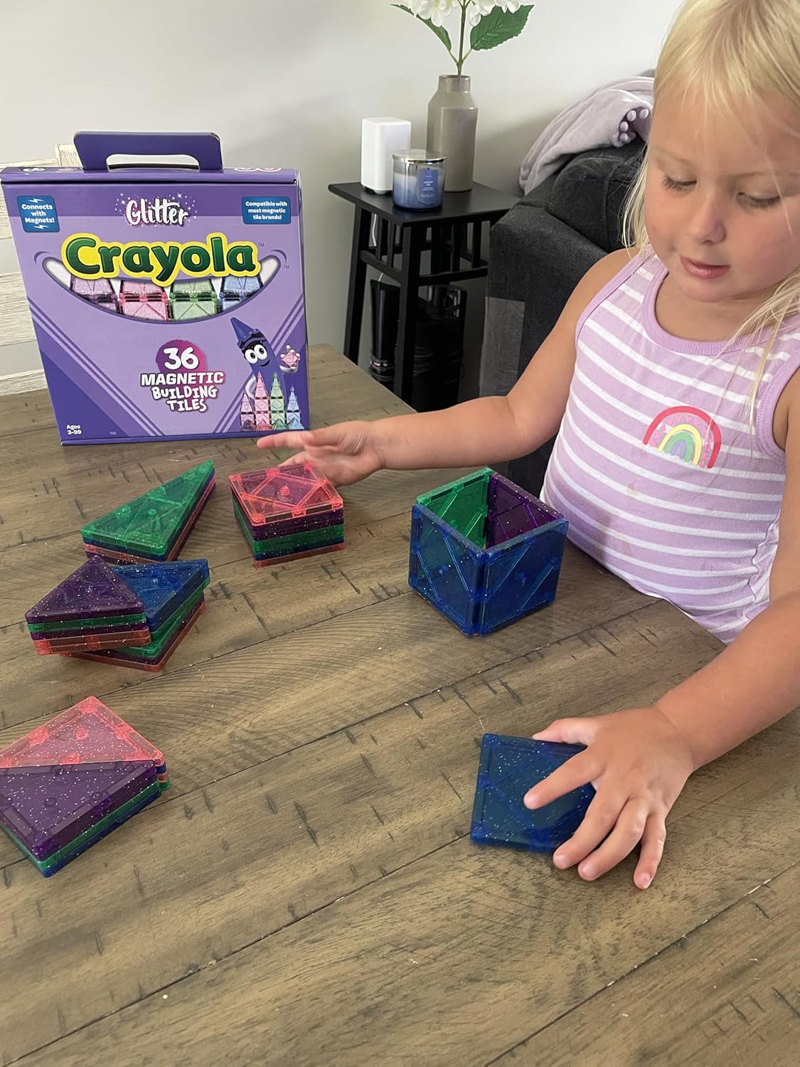 CreateOn Crayola Glitter Magnetic Tiles Building Set for Kids CreateOn Crayola Glitter Magnetic Tiles Building Set for Kids
