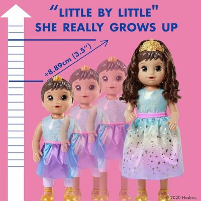 Baby Alive Princess Ellie Grows Up! Brown Hair Interactive Doll with Accessories