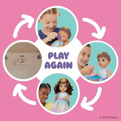 Baby Alive Princess Ellie Grows Up! Brown Hair Interactive Doll with Accessories
