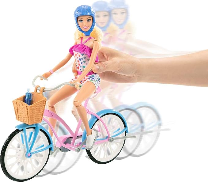 Barbie Doll and Bike Playset Bicycle & Rolling Wheel Barbie Doll and Bike Playset Bicycle & Rolling Wheel