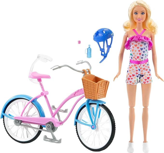 Barbie Doll and Bike Playset Bicycle & Rolling Wheel Barbie Doll and Bike Playset Bicycle & Rolling Wheel