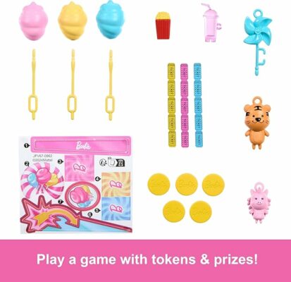 Barbie Mysteries Beach Malibu” Doll & Cotton Candy Game Booth Playset