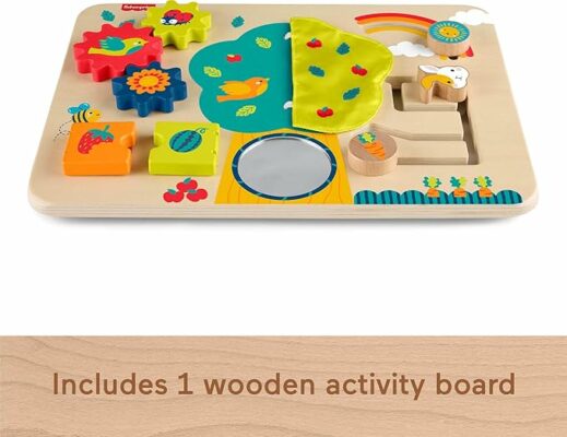 Fisher-Price Wooden Activity Station Baby Busy Board Toy