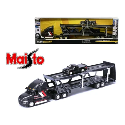 Maisto 1:64 Mack Transporter Open Trailer Chevrolet Pickup – Black