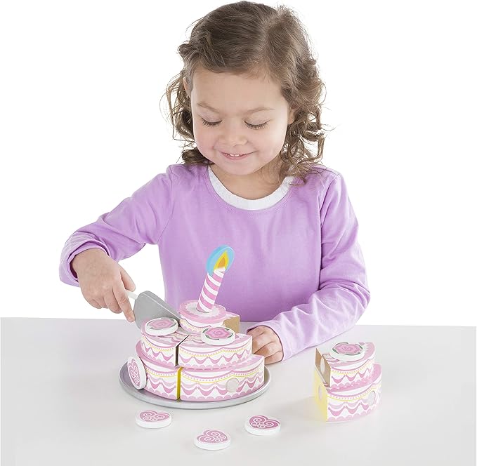 Melissa & Doug Triple-Layer Party Cake Wooden Play Food Set Melissa & Doug Triple-Layer Party Cake Wooden Play Food Set