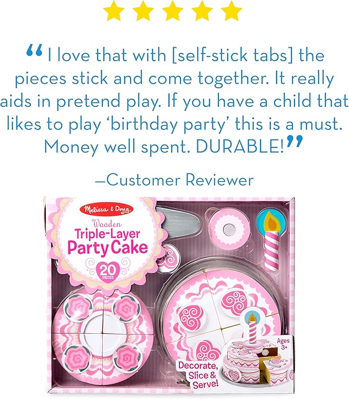 Melissa & Doug Triple-Layer Party Cake Wooden Play Food Set Melissa & Doug Triple-Layer Party Cake Wooden Play Food Set