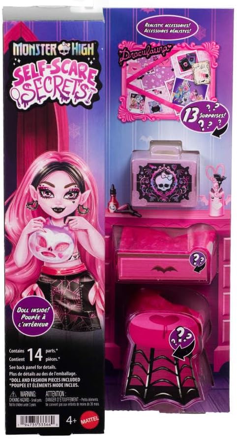 Monster High Self-Scare Secrets Draculaura Doll and Accessories Set Monster High Self-Scare Secrets Draculaura Doll and Accessories Set