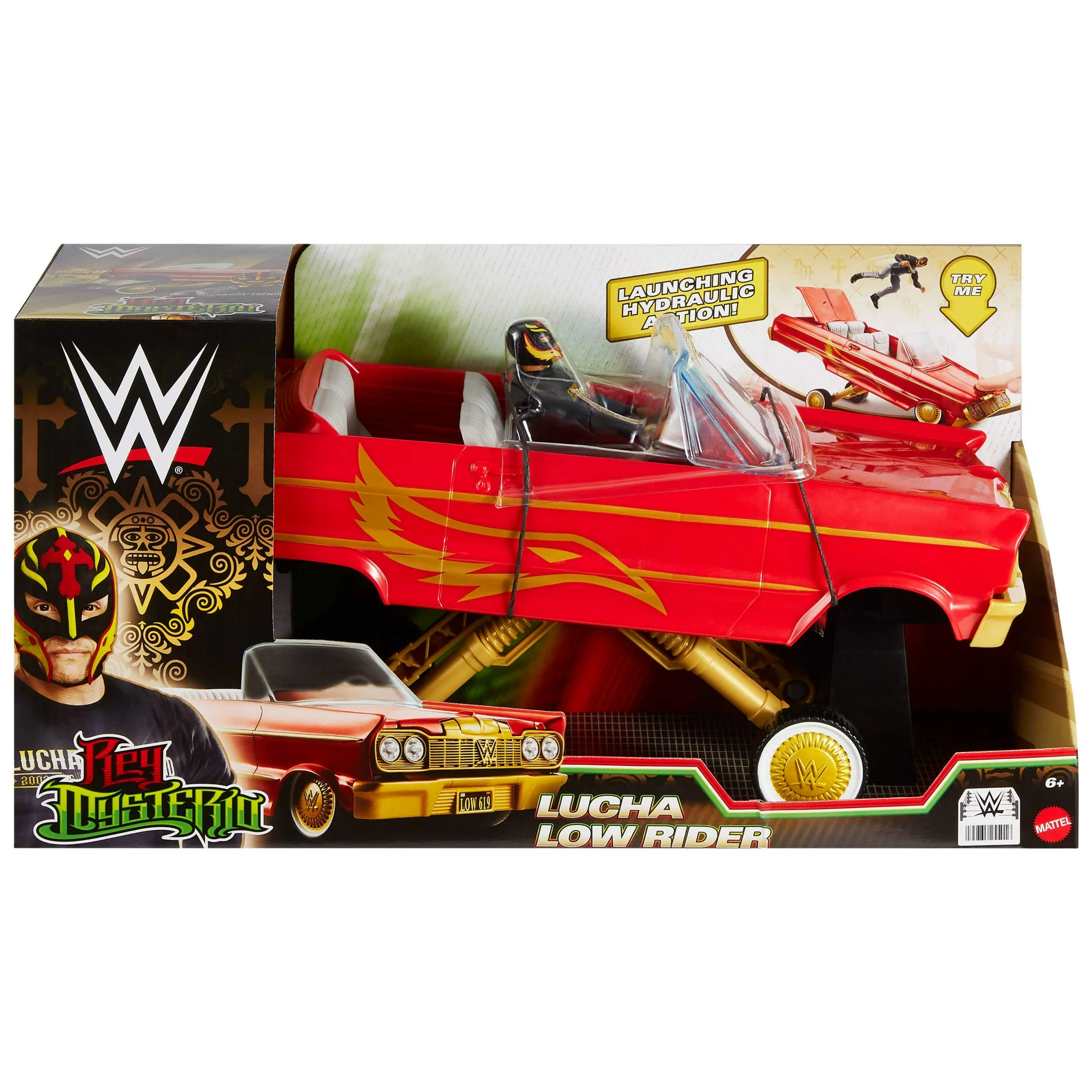 WWE Action Figure Vehicle Lucha Low Rider Car with Action Figure WWE Action Figure Vehicle Lucha Low Rider Car with Action Figure
