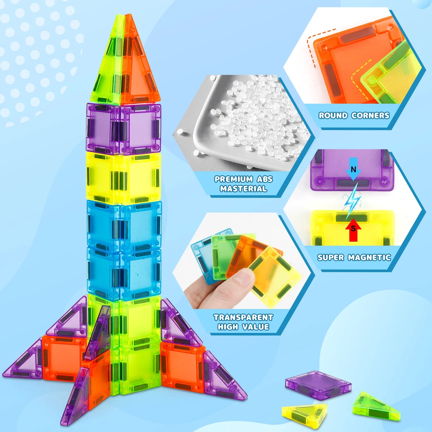 50PCS Magnetic Blocks Building Set Magnet Tiles for Kids 50PCS Magnetic Blocks Building Set Magnet Tiles for Kids