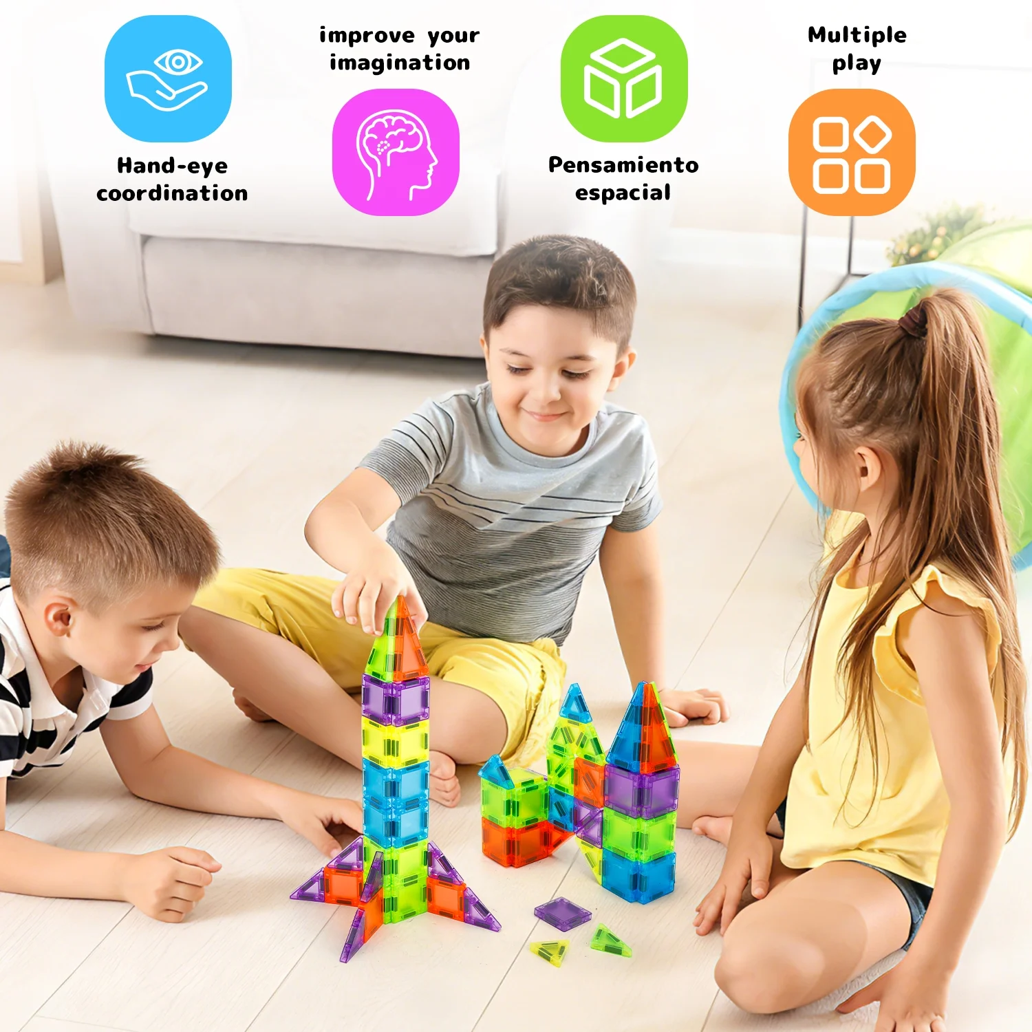 50PCS Magnetic Blocks Building Set Magnet Tiles for Kids 50PCS Magnetic Blocks Building Set Magnet Tiles for Kids