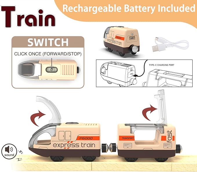 Electric Train for Wooden Track Remote Control Train and Tunnel with Voice Electric Train for Wooden Track Remote Control Train and Tunnel with Voice