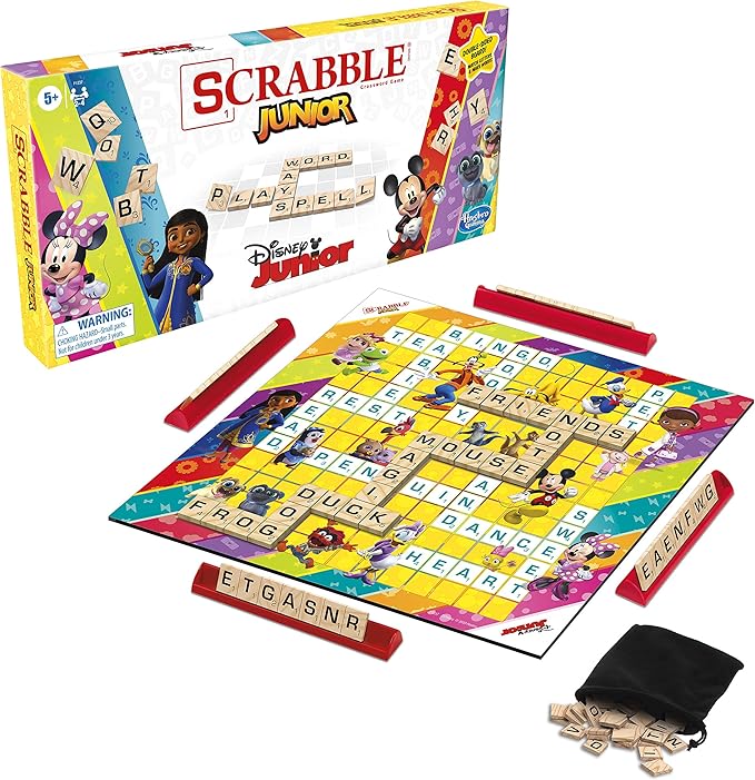 Hasbro Gaming Scrabble Junior Disney Junior Edition Double Sided Board Game Hasbro Gaming Scrabble Junior Disney Junior Edition Double Sided Board Game