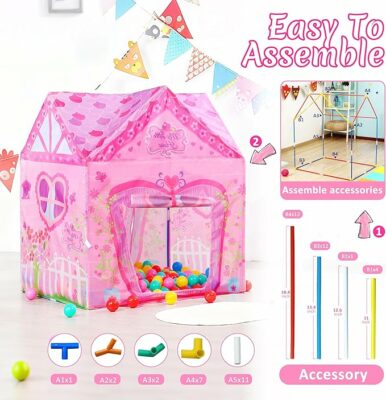 Kids Princess Castle Tent for Kids Indoor Outdoor Playhouse