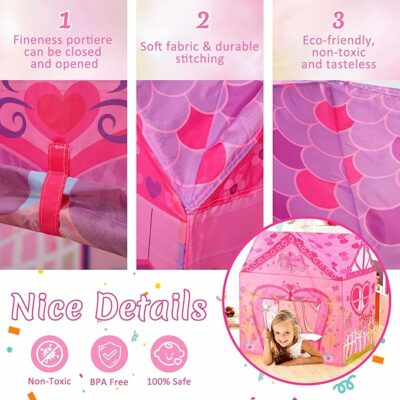 Kids Princess Castle Tent for Kids Indoor Outdoor Playhouse