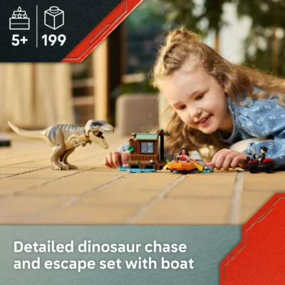 LEGO Jurassic World T. rex River Escape Dinosaur Toy For Kids