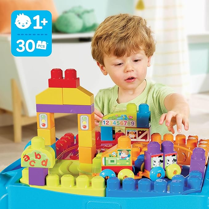 MEGA BLOKS First Builders Toddler Blocks Portable Activity Table with 30 Pieces MEGA BLOKS First Builders Toddler Blocks Portable Activity Table with 30 Pieces