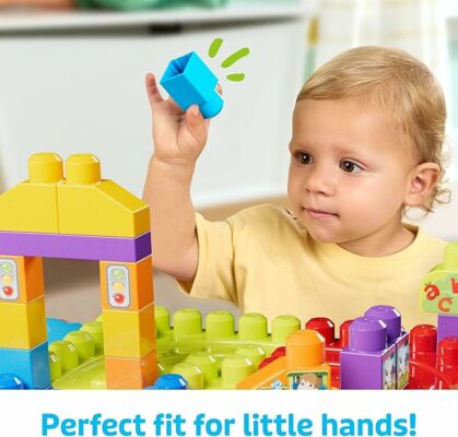 MEGA BLOKS First Builders Toddler Blocks Portable Activity Table with 30 Pieces