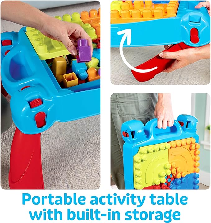 MEGA BLOKS First Builders Toddler Blocks Portable Activity Table with 30 Pieces MEGA BLOKS First Builders Toddler Blocks Portable Activity Table with 30 Pieces