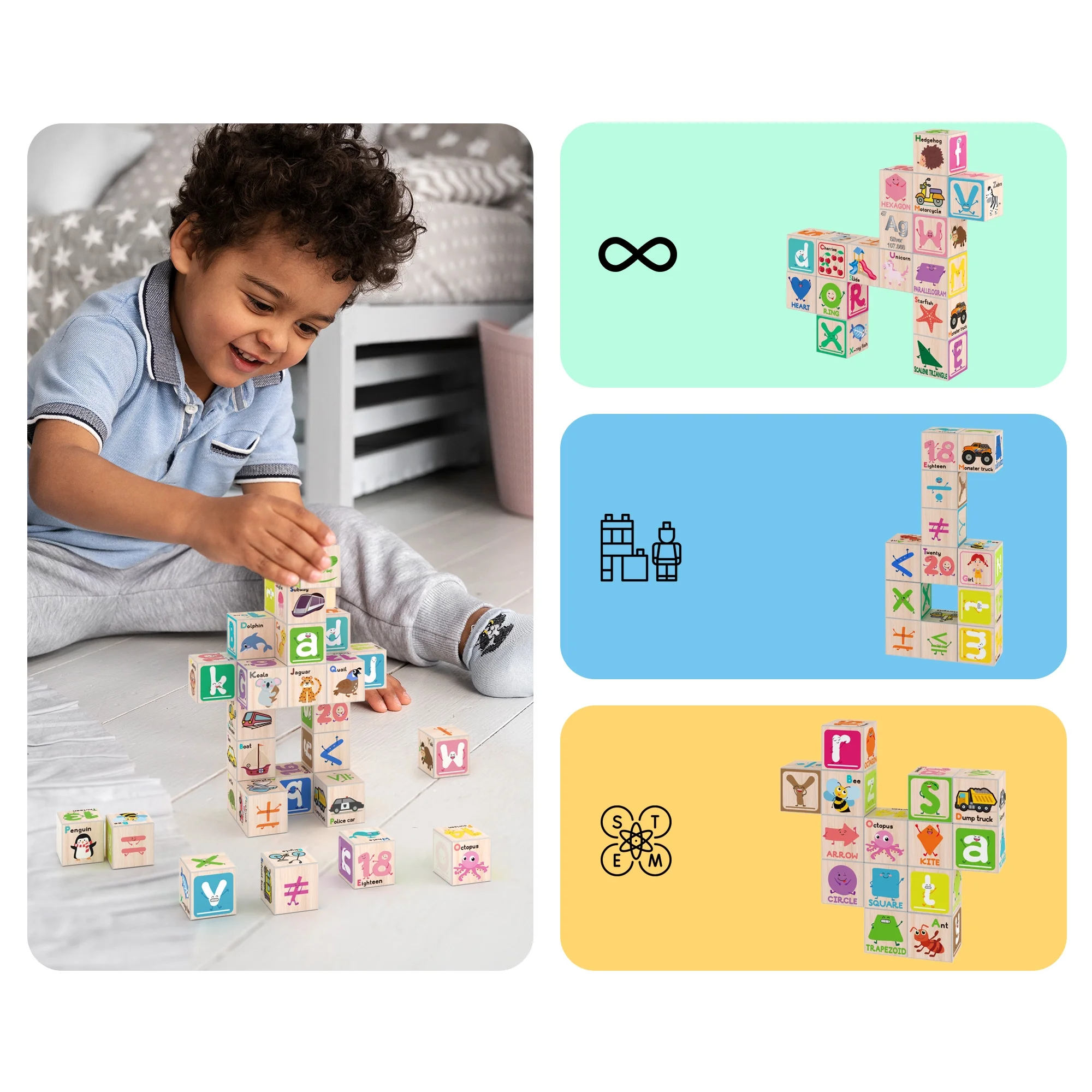 Magnetic Puzzle Cubes 216 Patterns Alphabet Numbers & Shapes 36 PCS Magnetic Puzzle Cubes 216 Patterns Alphabet Numbers & Shapes 36 PCS