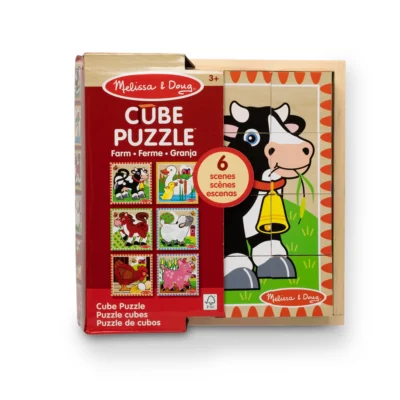 Melissa & Doug Farm Wooden Cube Puzzle with Storage Tray