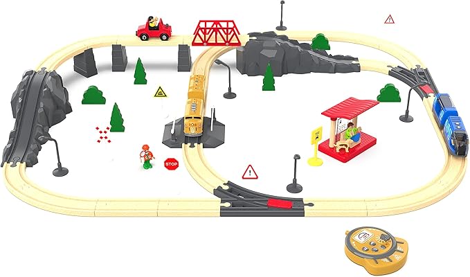 Motorized Train for Kids Remote Control Locomotive Train Toy for Wooden Tracks