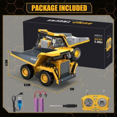 RC Dump Truck Toy for Boys Remote Control Play Truck Construction Vehicles