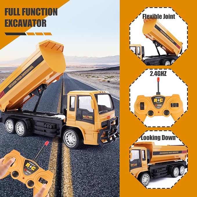 Remote Control Dump Truck 2.4GHz RC Construction Vehicle with LED Remote Control Dump Truck 2.4GHz RC Construction Vehicle with LED
