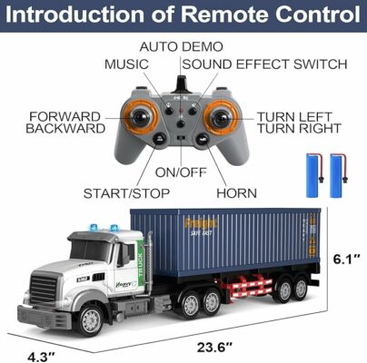Remote Control Semi Truck with Trailer 1:24 Scale RC Container Truck