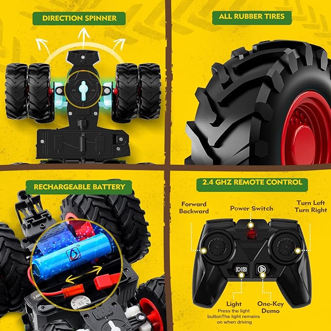 Remote Control Tractor Toy with Trailer Metal Front & Front Loader Farm Vehicle Set Remote Control Tractor Toy with Trailer Metal Front & Front Loader Farm Vehicle Set