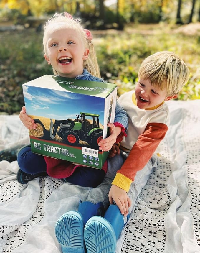 Remote Control Tractor Toy with Trailer Metal Front & Front Loader Farm Vehicle Set Remote Control Tractor Toy with Trailer Metal Front & Front Loader Farm Vehicle Set