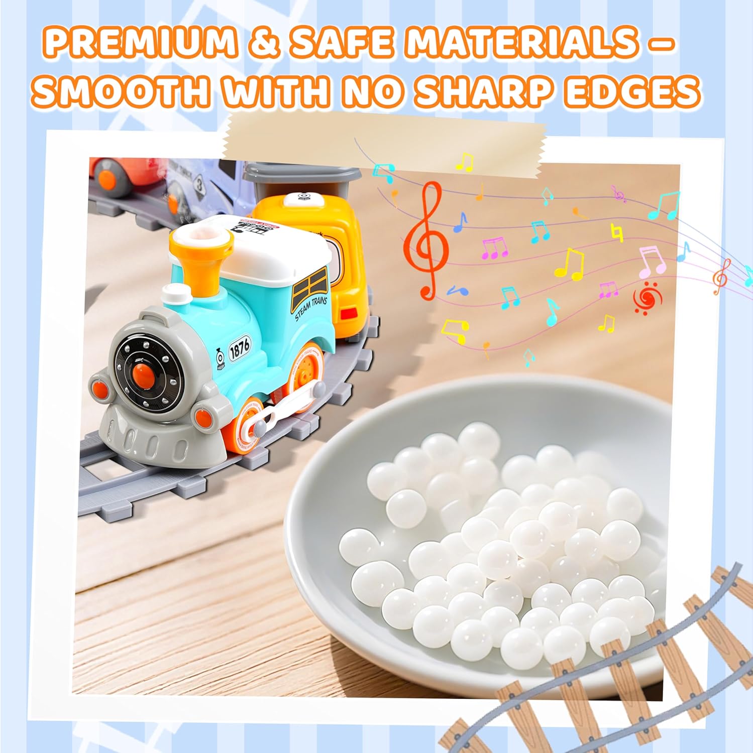 Steam Train Set for Toddlers Cartoon Face Locomotive with Remote Control Steam Train Set for Toddlers Cartoon Face Locomotive with Remote Control