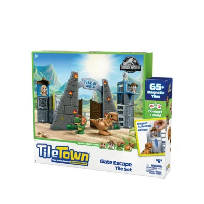 Tile Town Jurassic World Dino Escape Magnetic Tiles Building Set and Figures