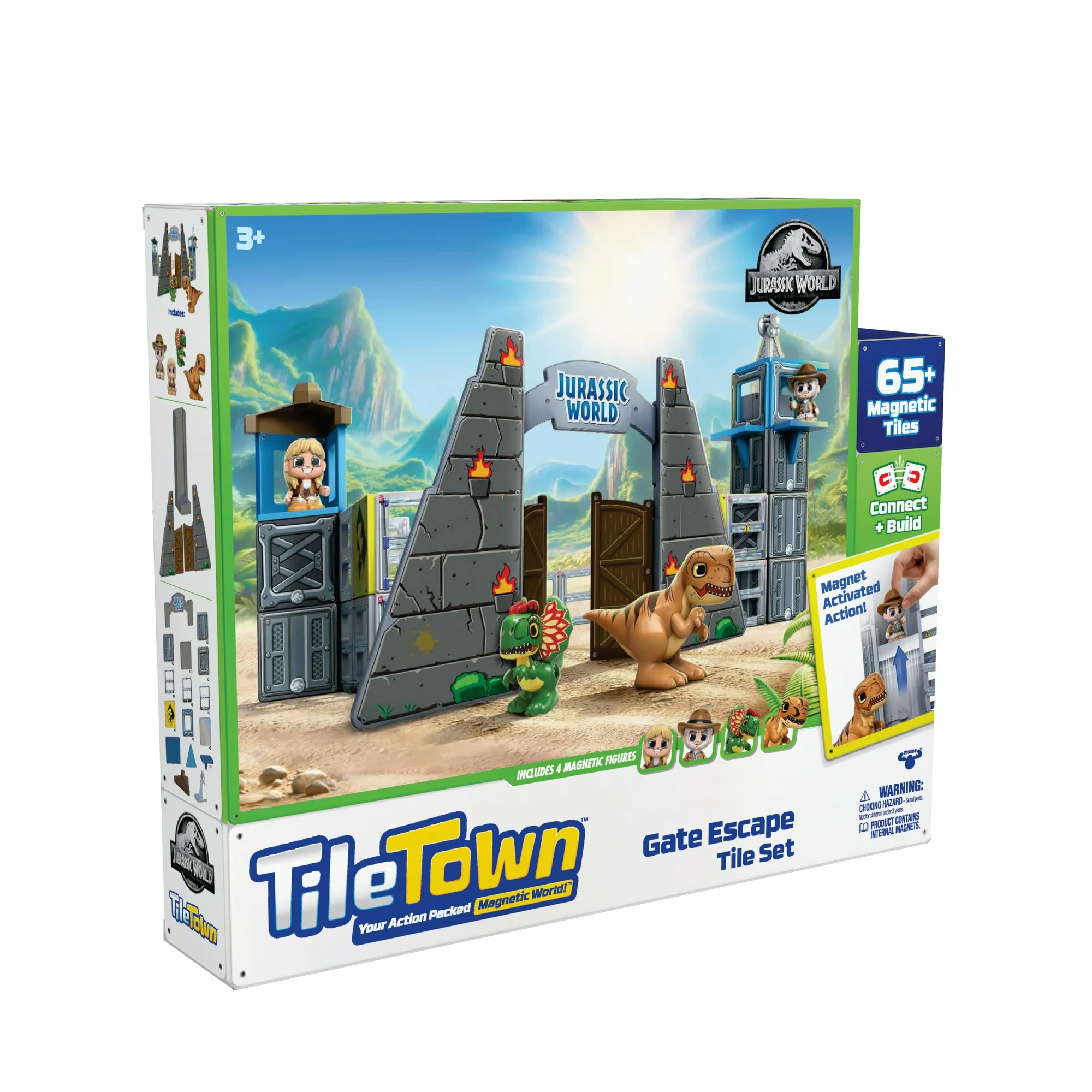 Tile Town Jurassic World Dino Escape Magnetic Tiles Building Set and Figures Tile Town Jurassic World Dino Escape Magnetic Tiles Building Set and Figures