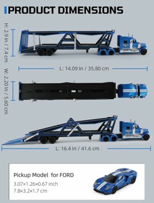 Semi Truck Trailer with Car Model Kit