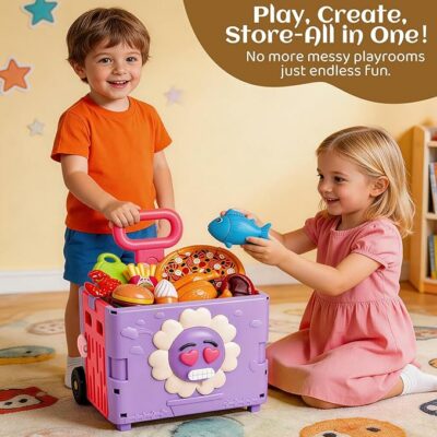 45PCS 3 in 1 Toddler Shopping Cart Toys for Kids