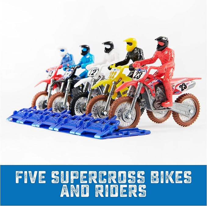 Authentic 5 Pack of 1:24 Scale Die-Cast Motorcycles with Rider Figure Authentic 5 Pack of 1:24 Scale Die-Cast Motorcycles with Rider Figure