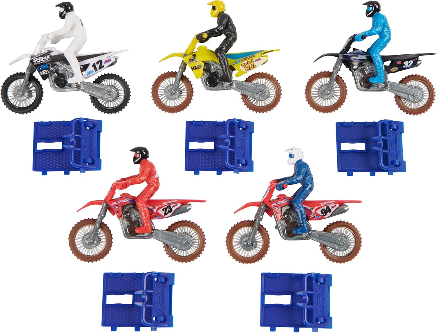 Authentic 5 Pack of 1:24 Scale Die-Cast Motorcycles with Rider Figure Authentic 5 Pack of 1:24 Scale Die-Cast Motorcycles with Rider Figure