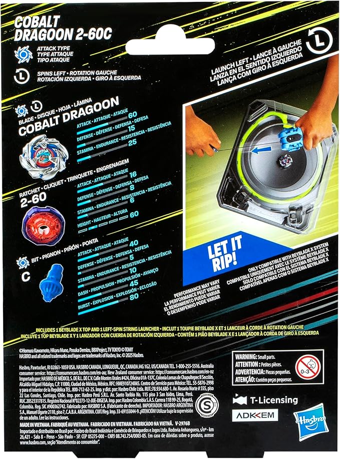 Beyblade X Cobalt Dragoon 2-60C Deluxe Left-Spin String Launcher Set Beyblade X Cobalt Dragoon 2-60C Deluxe Left-Spin String Launcher Set