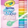 CRAYOLA Pastel Super Tips Washable Medium Tip Markers Pack of 20