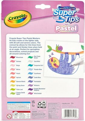 CRAYOLA Pastel Super Tips Washable Medium Tip Markers Pack of 20