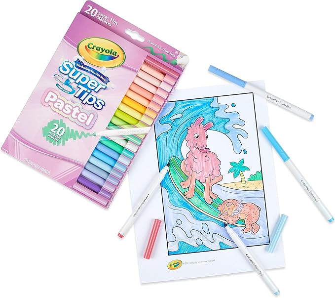 CRAYOLA Pastel Super Tips Washable Medium Tip Markers Pack of 20 CRAYOLA Pastel Super Tips Washable Medium Tip Markers Pack of 20