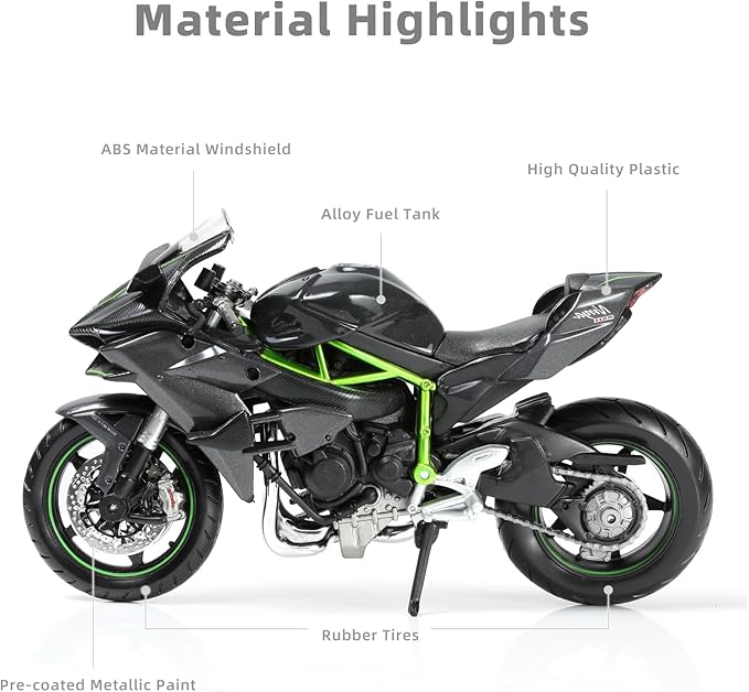 Compatible for Kawasaki Ninja H2R Motorcycle Model Toy Die-cast Metal Compatible for Kawasaki Ninja H2R Motorcycle Model Toy Die-cast Metal