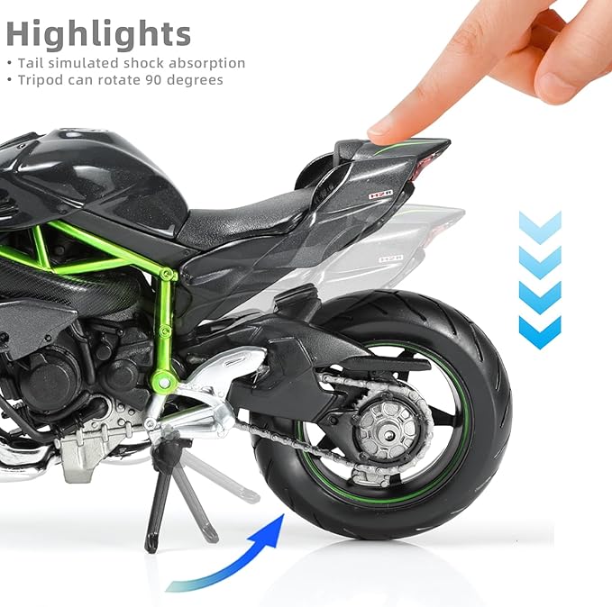Compatible for Kawasaki Ninja H2R Motorcycle Model Toy Die-cast Metal Compatible for Kawasaki Ninja H2R Motorcycle Model Toy Die-cast Metal