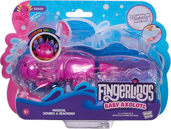 Fingerlings Interactive Baby Axolotl Ziggy Magenta Swims & Lights Up Fingerlings Interactive Baby Axolotl Ziggy Magenta Swims & Lights Up